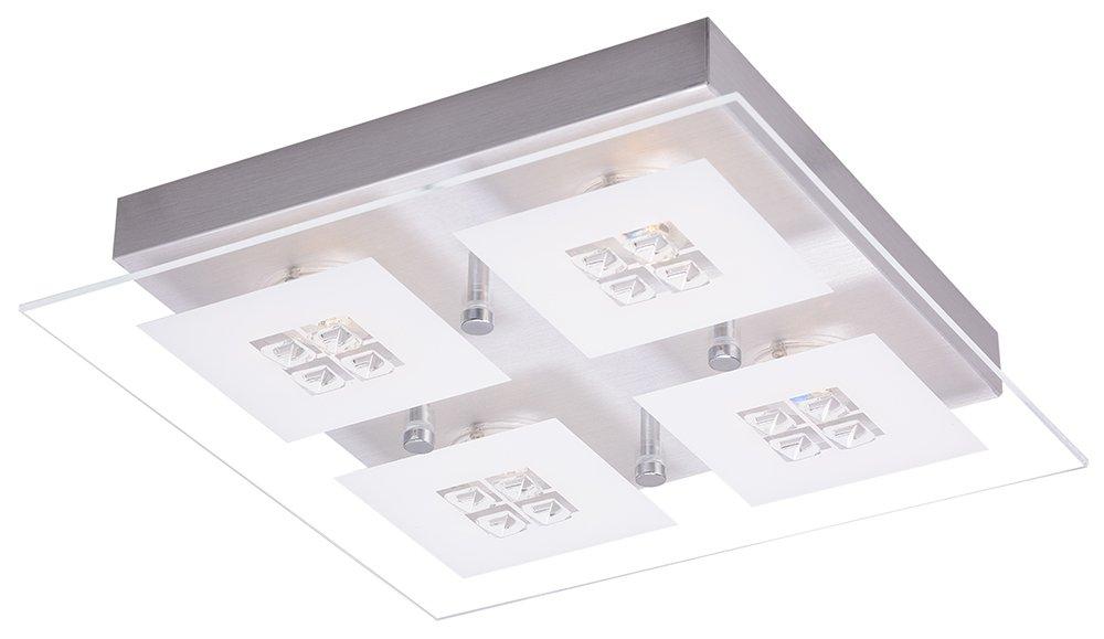 Designer Brushed Chrome LED Bathroom Light with Glass Insets